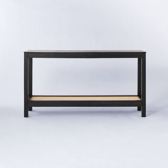 Console Table with Woven Rattan Shelf Black - Threshold™ designed with Studio McGee | Target