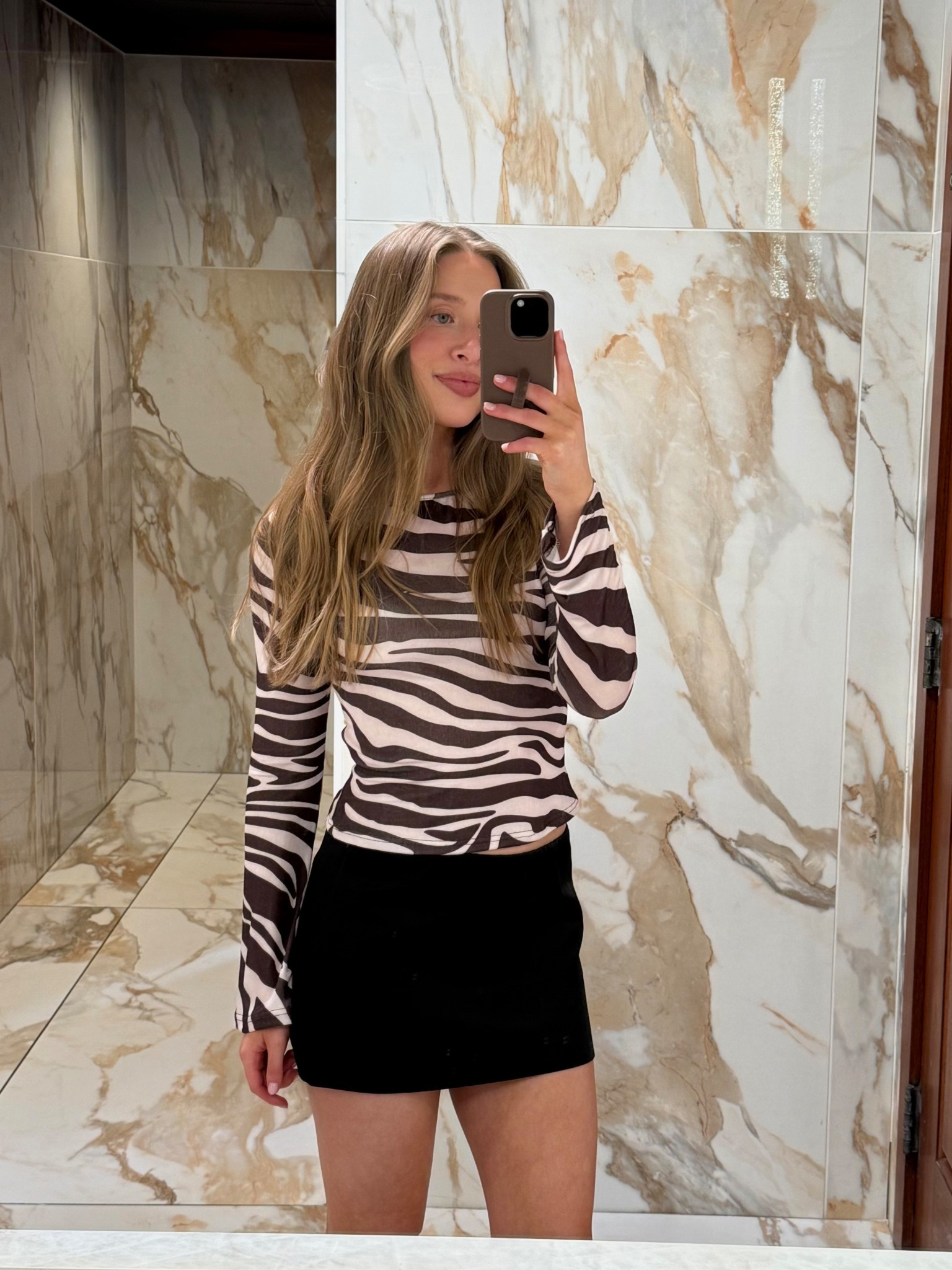 Zebra top & satin skirt from Princess Polly (Size 4)
Amazon white heeled sandals 
Baublebar earrings

#LTKootd