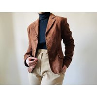 Vintage Soft Suede Leather Brown Blazer, Jacket | Etsy (US)