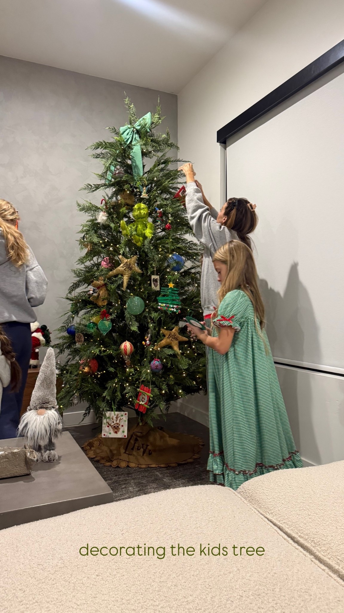 decorating the kids tree