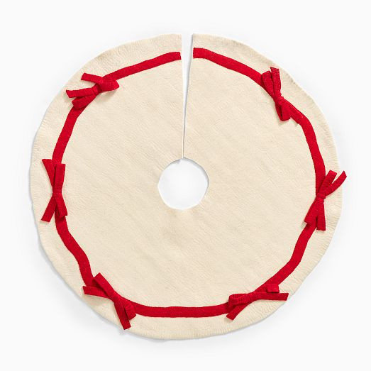 Red Holiday Bows Felt Tree Skirt | West Elm (US)