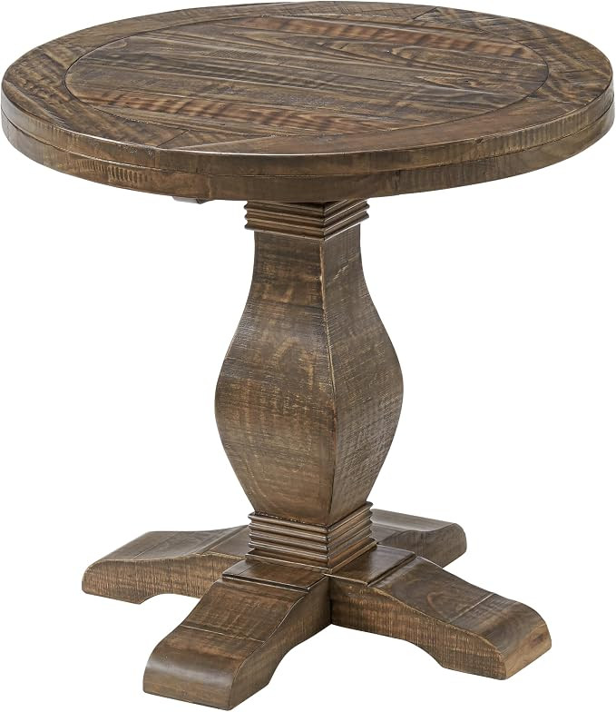 Napa Solid Wood Farmhouse Rustic Round End Side Living Room Table, Nightstand 26" W x 26" D x 25"... | Amazon (US)