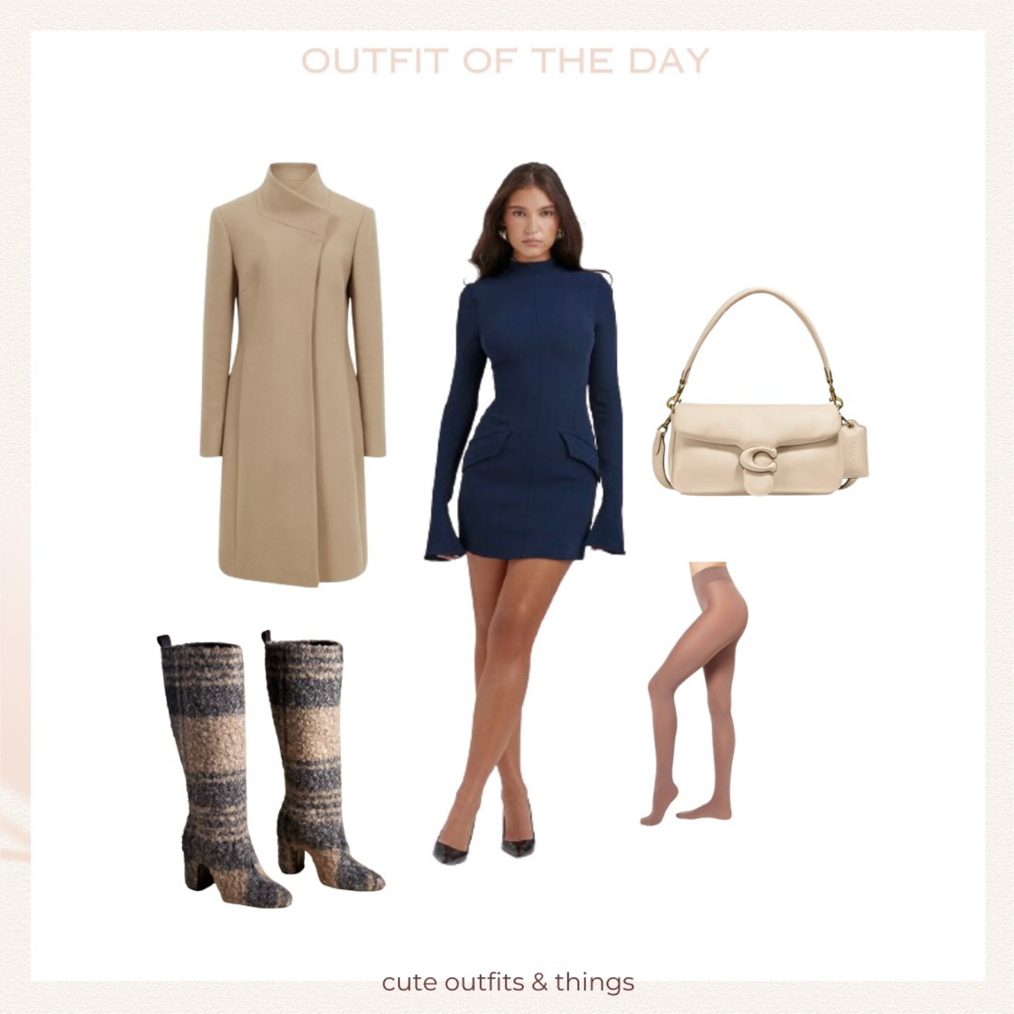 Winter outfit for girls dinner or a date! Wool coat. Long sleeve Mini dress. Coach pillow tabby. Anthropology boots  

#LTKSeasonal #LTKstyletip #LTKitbag
