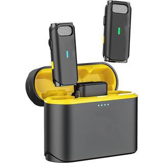 Wireless Lavalier Microphone with Noise Cancellation, Compact Cordless Lapel Mics System, 8H Long Battery Life in Black | The Home Depot