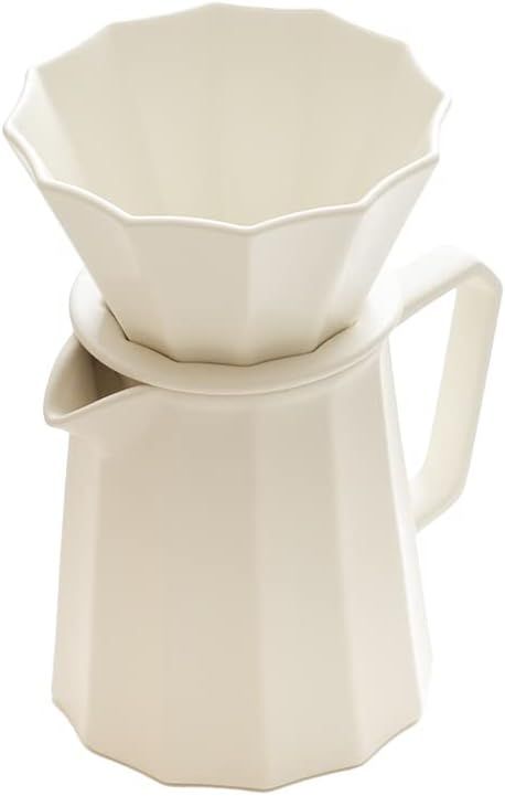 WENSHUO Pour Over Coffee Maker, Multi-sided Petal Design, Matte Crème, 9.6oz | Amazon (US)
