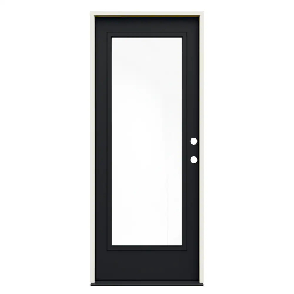 JELD-WEN 32-in x 80-in x 4-9/16-in Steel Left-hand inswing Black Painted Prehung Residential Insulating core Front Door one_size | JW230600840 | Lowe's