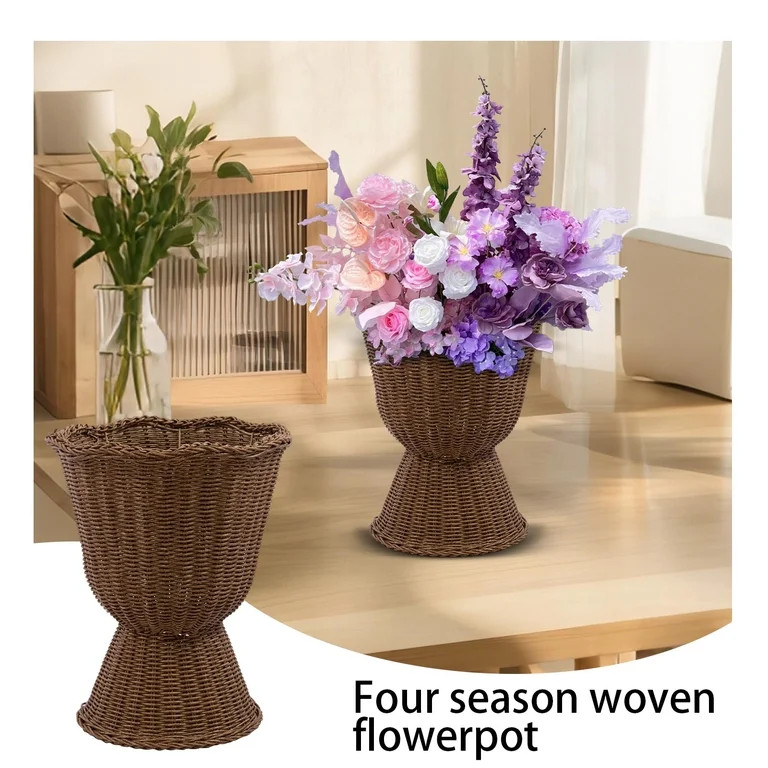 16.9inch Brown Woven Urn Planter,2026 Large Woven Easter Planter Brown | Walmart (US)