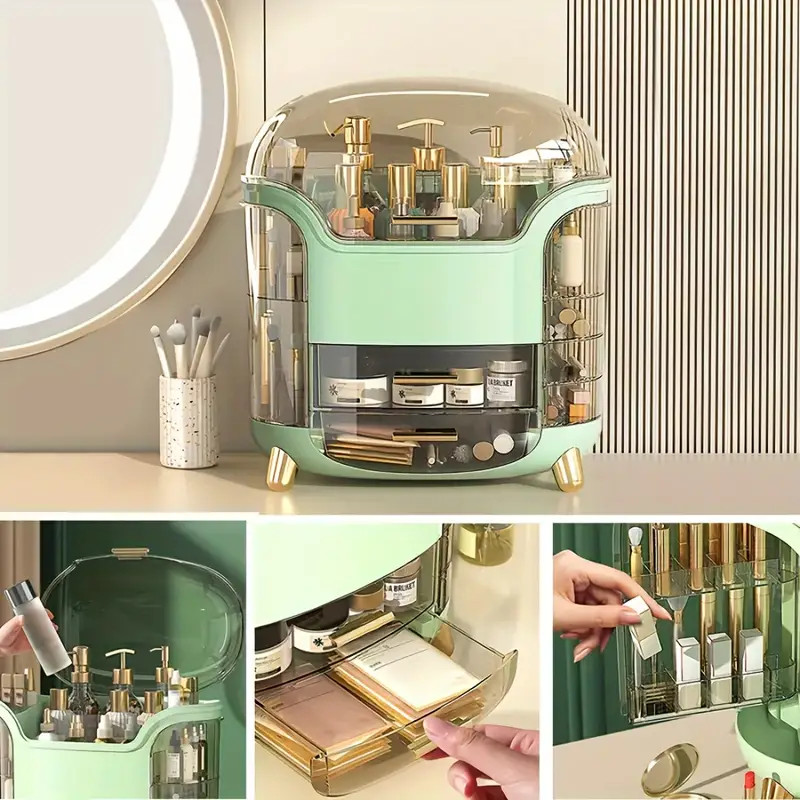 Makeup Organizer Dustproof Cosmetics Storage Display Case - Temu | Temu Affiliate Program