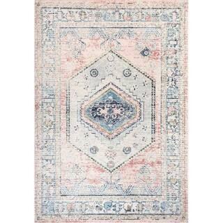 nuLOOM Chase Faded Vintage Medallion Light Pink 8 ft. x 10 ft. Indoor Area Rug-RZBD105A-8010 - Th... | The Home Depot