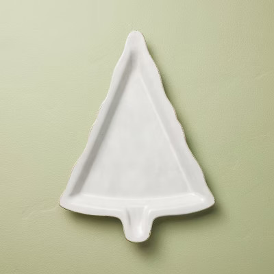 10"x13.5" Stoneware Tree Shape Cookie Plate Sour Cream - Hearth & Hand™ with Magnolia | Target