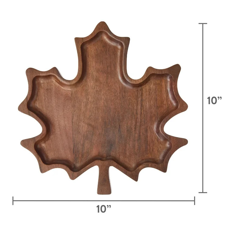 Harvest Leaf-Shaped Mango Wood Tray Tabletop Decoration, by Way To Celebrate - Walmart.com | Walmart (US)