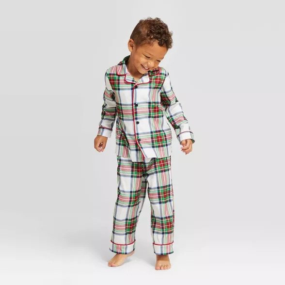 Toddler Plaid Holiday Tartan Pajama Set - Wondershop™ White | Target