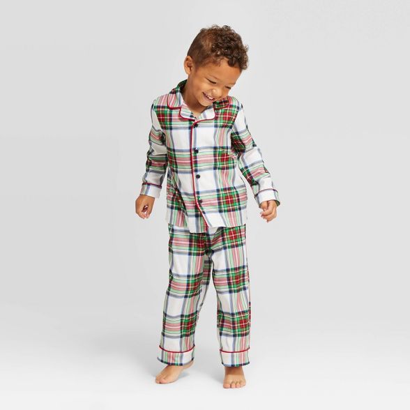Toddler Plaid Holiday Tartan Pajama Set - Wondershop™ White | Target