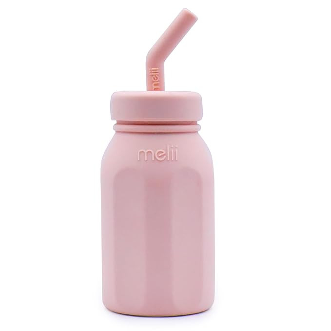 melii Silicone Water Bottle with Straw For Babies, Toddlers & Kids, BPA Free, Pink | Amazon (US)