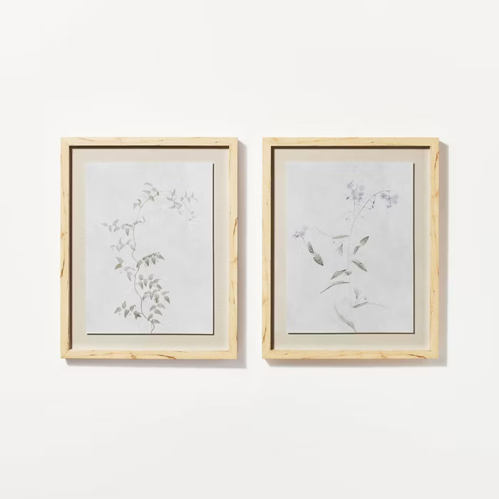 (Set of 2) 16" x 20" Wispy Sprig Framed Wall Canvas - Threshold™ designed with Studio McGee | Target