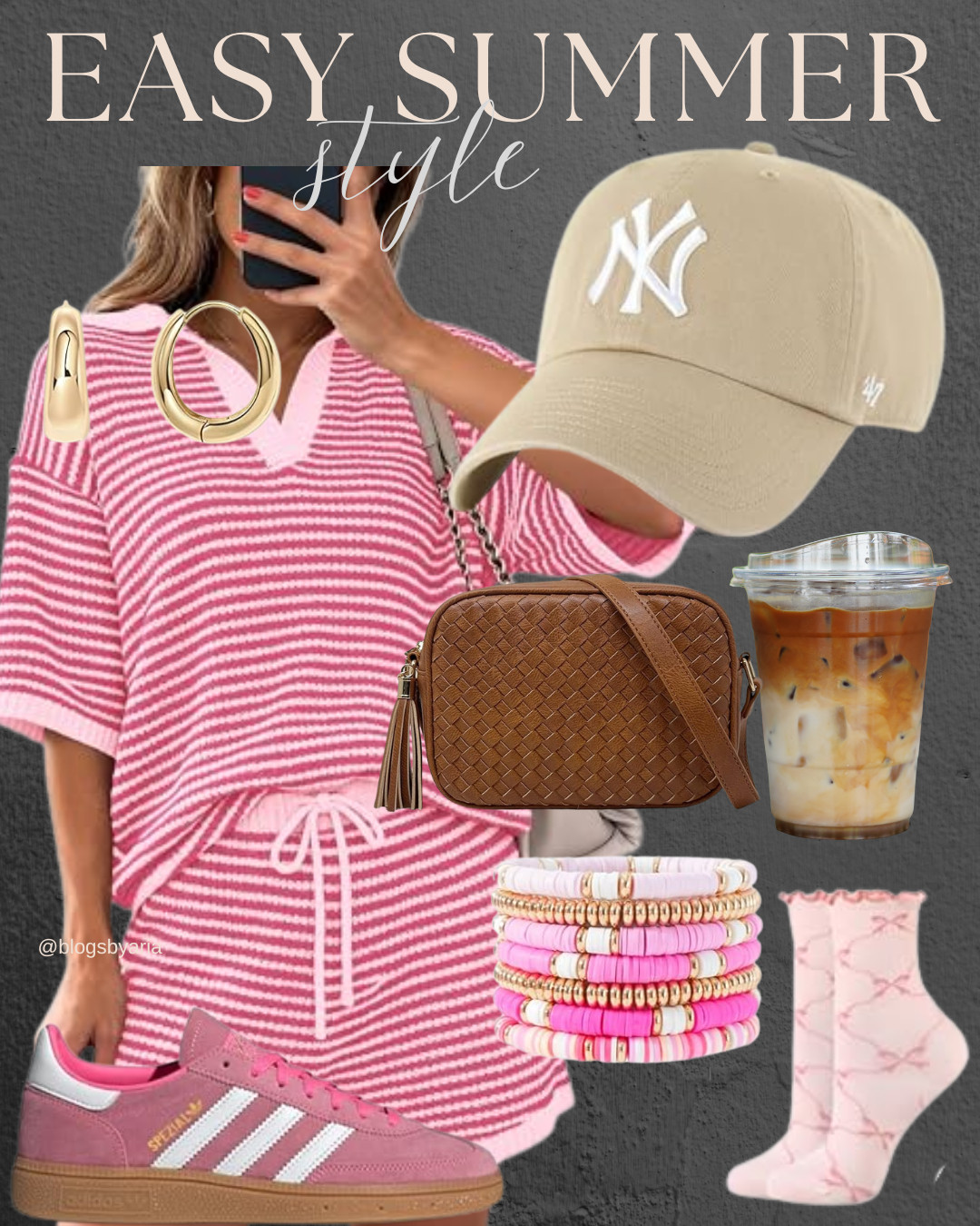 Matching sets are my favorite shortcut to looking put together. Add a baseball cap, sneakers, layered bracelets, and a crossbody bag for a cute casual summer outfit that works for errands, travel days, and weekend plans. 💕 #matchingset #summerstyle #casualoutfit #ltkfashion #pinkstyle

#LTKootd #LTKSeasonal #LTKMidsize
