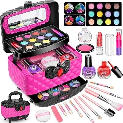 Hollyhi 41 Pcs Kids Makeup Toy Kit for Girls, Washable Makeup Set Toy with Real Cosmetic Case for... | Amazon (US)