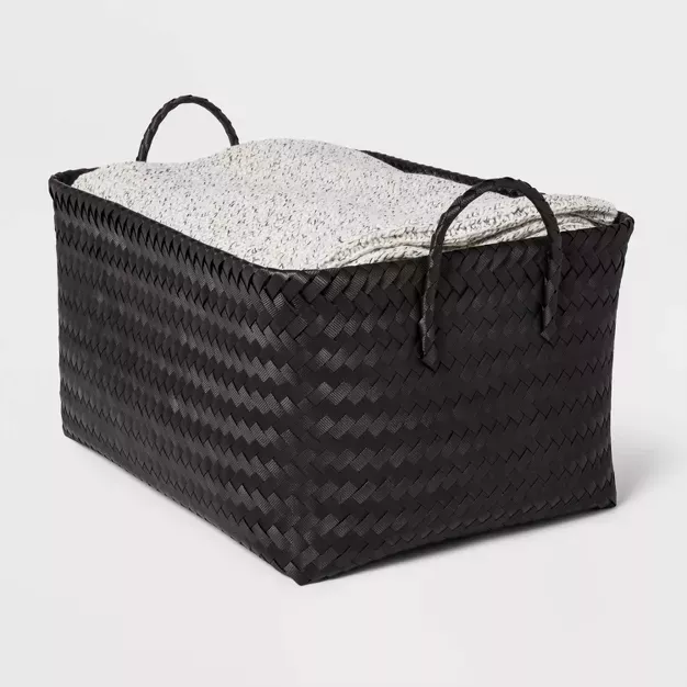 Large Woven Rectangular Storage Basket Gray/white - Brightroom