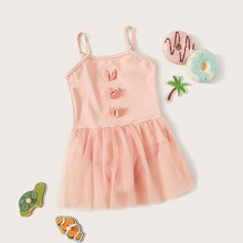 Toddler Girls Contrast Mesh One Piece Swimwear | SHEIN