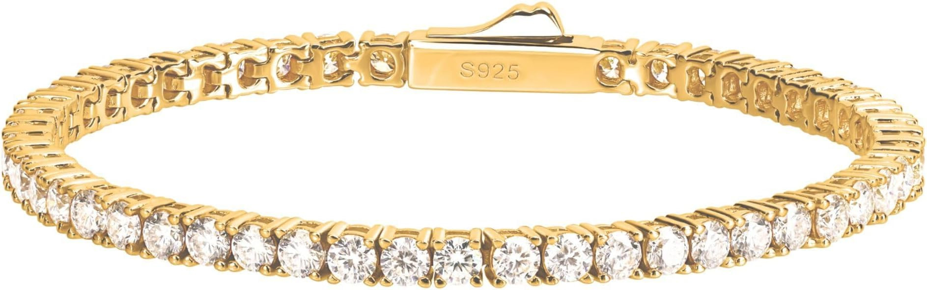 EcoGems Moissanite Tennis Bracelet for Women and Men – 18K White or Yellow Gold Plated Sterling... | Amazon (US)