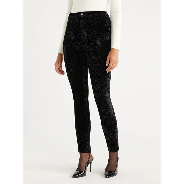 Scoop Women's Crushed Velvet Skinny Pants, Sizes 0-18 | Walmart (US)