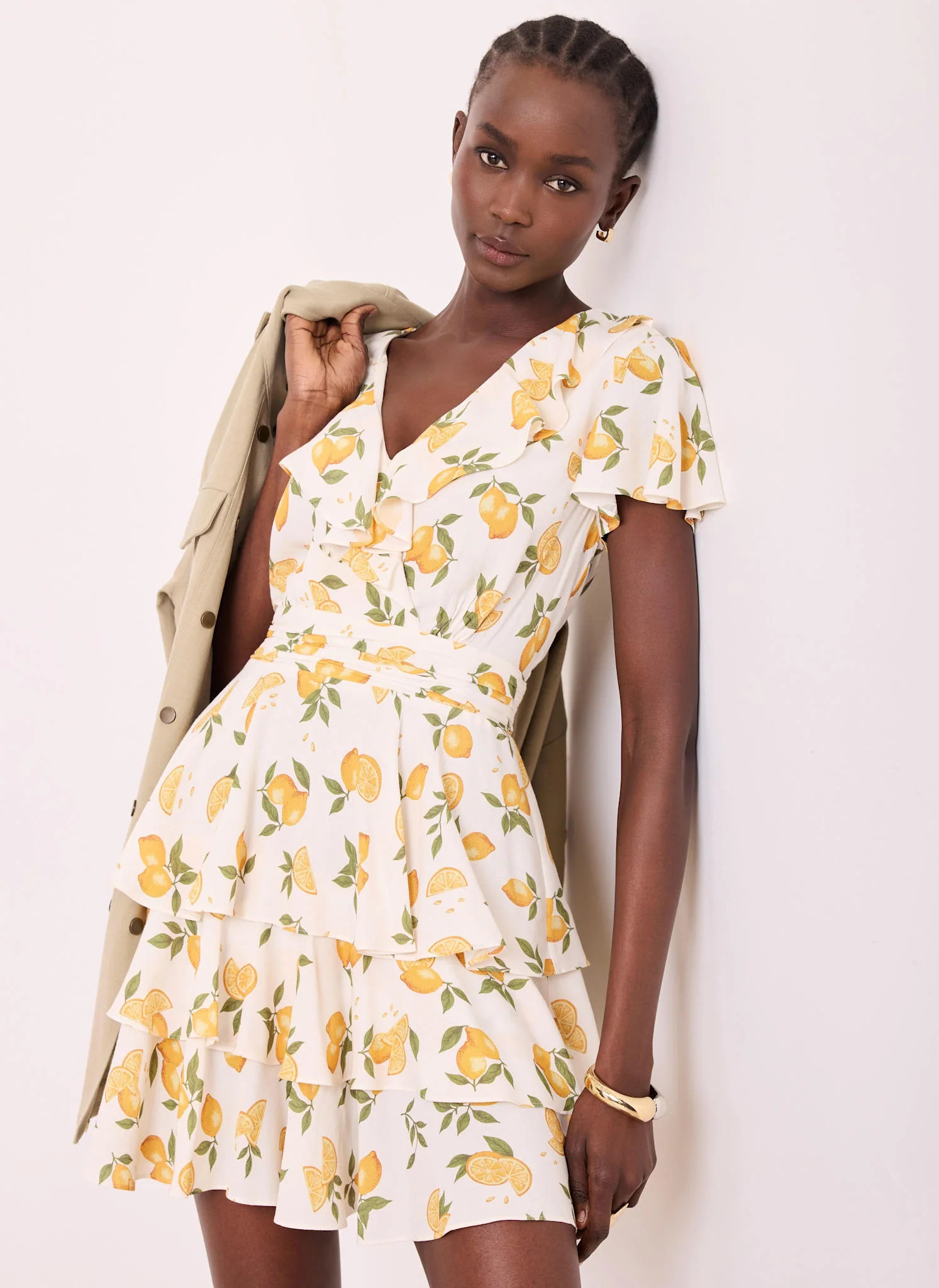 Yellow Lemon Print Mini Dress | Mint Velvet