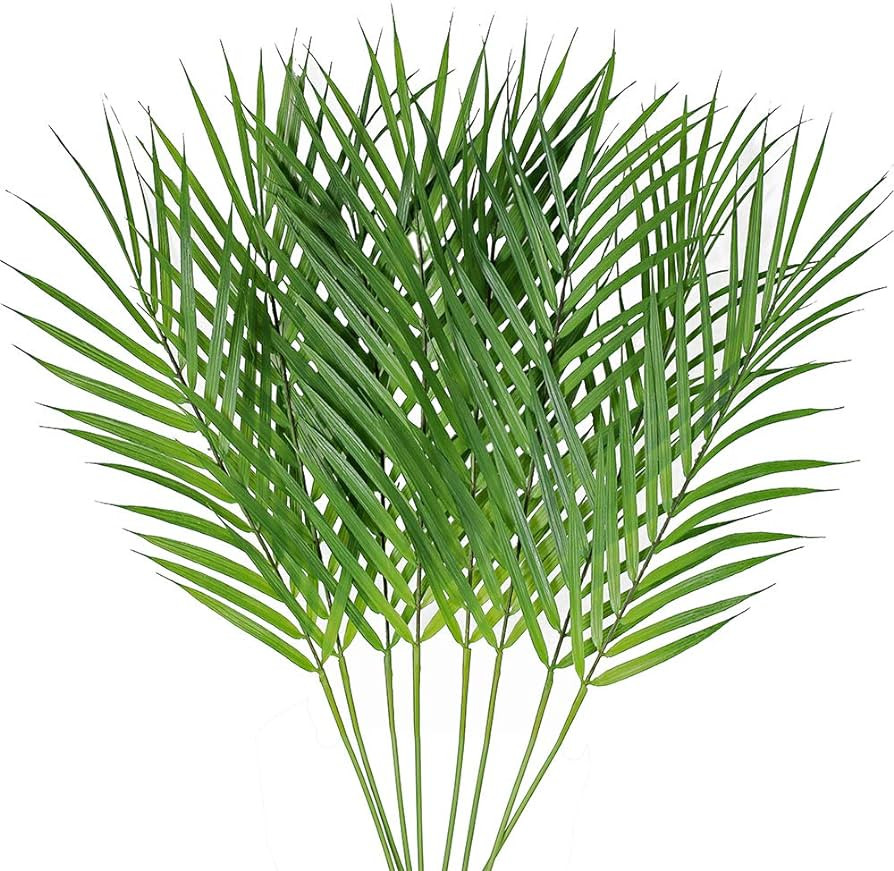 Artificial Areca Palm Leaves, 8 Pcs Faux Tropical Palm Tree Leaves Stems for Floral Arrangement, ... | Amazon (US)