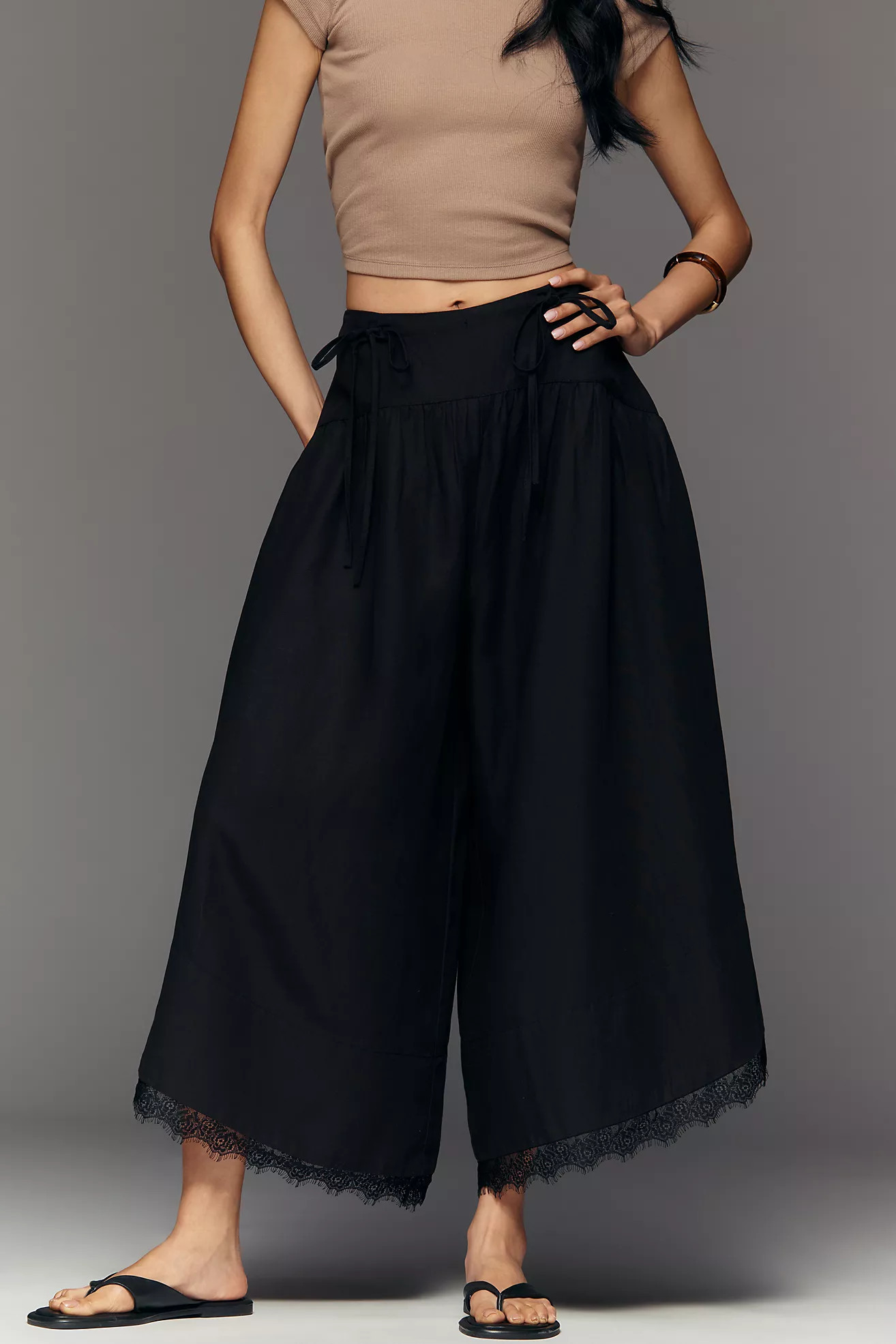 By Anthropologie Linen Blend Skirty Basque Waist Pants | Anthropologie (US)