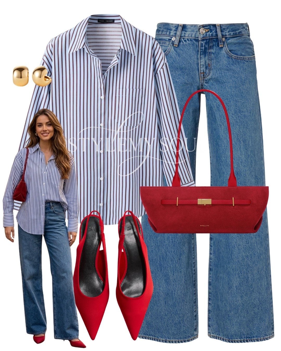 Striped shirt, red shoes, red bag, blue jeans

#LTKOver40 #LTKWorkwear #LTKMidsize