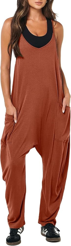 ANRABESS Women's Casual Loose Sleeveless Jumpsuits Adjustbale Spaghetti Strap V Neck Harem Long P... | Amazon (US)