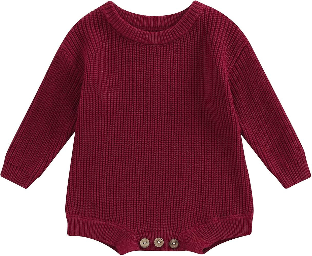 FYBITBO Baby Girl Boy Sweater Knit Oversized Pullover Sweatshirt Romper Onesie Warm Fall Winter C... | Amazon (US)