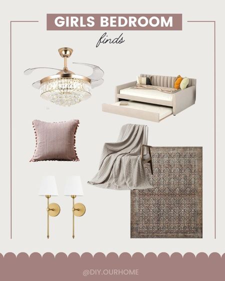 Some of the picks from our girls bedroom makeover! Blankets, pillows, throws and more! Style meets function with the fan chandelier and the trundle bed provides additional sleeping space for friends and sleepovers! 

#LTKkids #LTKhome #LTKfamily