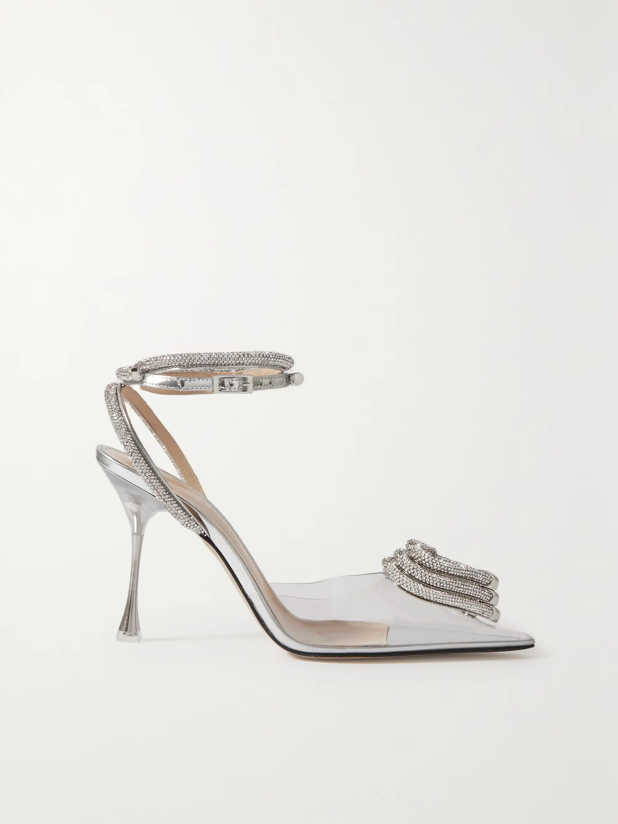 MACH & MACH Triple Heart crystal-embellished PVC and metallic leather pumps | NET-A-PORTER | NET-A-PORTER (UK & EU)