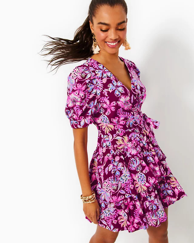 Alexandria Elbow Sleeve Cotton Wrap Dress | Lilly Pulitzer