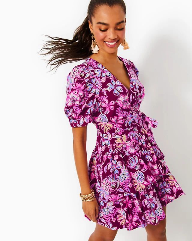 Alexandria Elbow Sleeve Cotton Wrap Dress | Lilly Pulitzer | Lilly Pulitzer