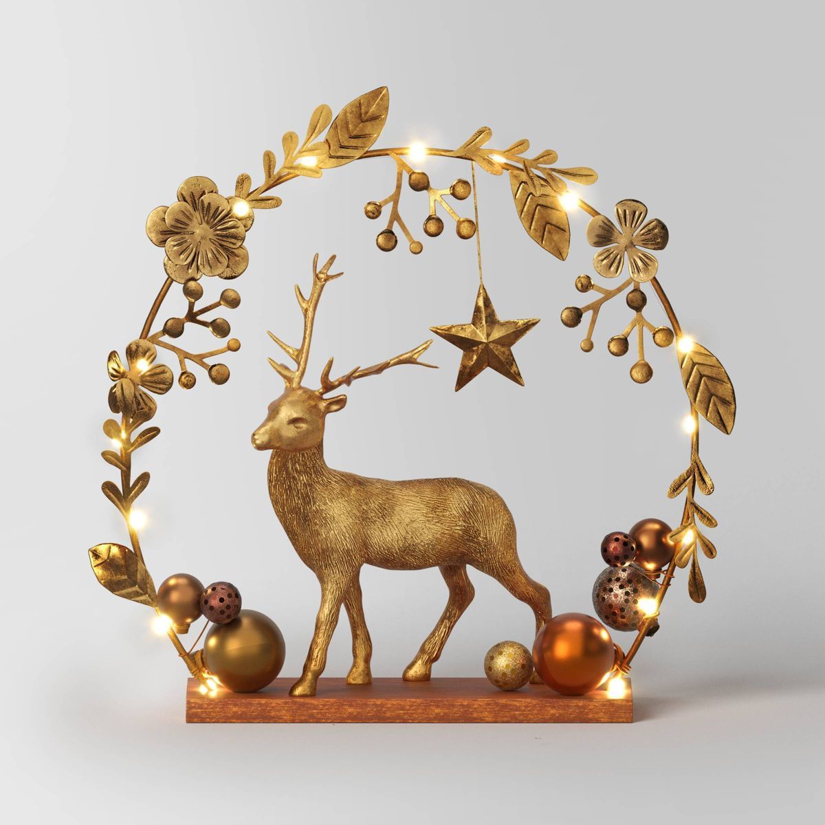15" Battery Operated Lit Deer and Foliage Christmas Decorative Sculpture - Wondershop™ Gold | Target