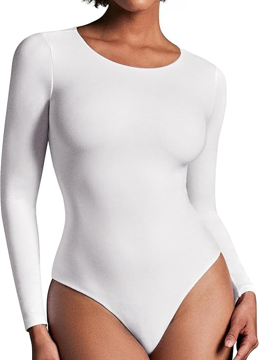 IUGA Long Sleeve Bodysuits for Women Crew Neck Body suit Women's Slimming Basic Tummy Control Bod... | Amazon (US)