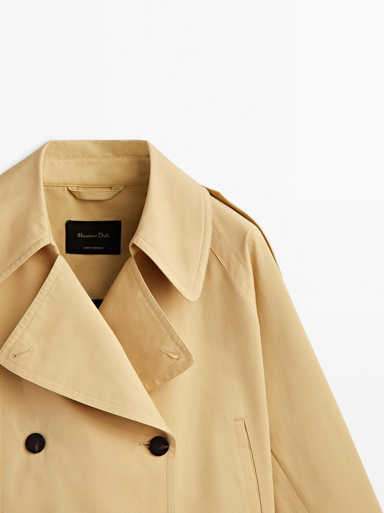 Short cotton trench jacket | Massimo Dutti US