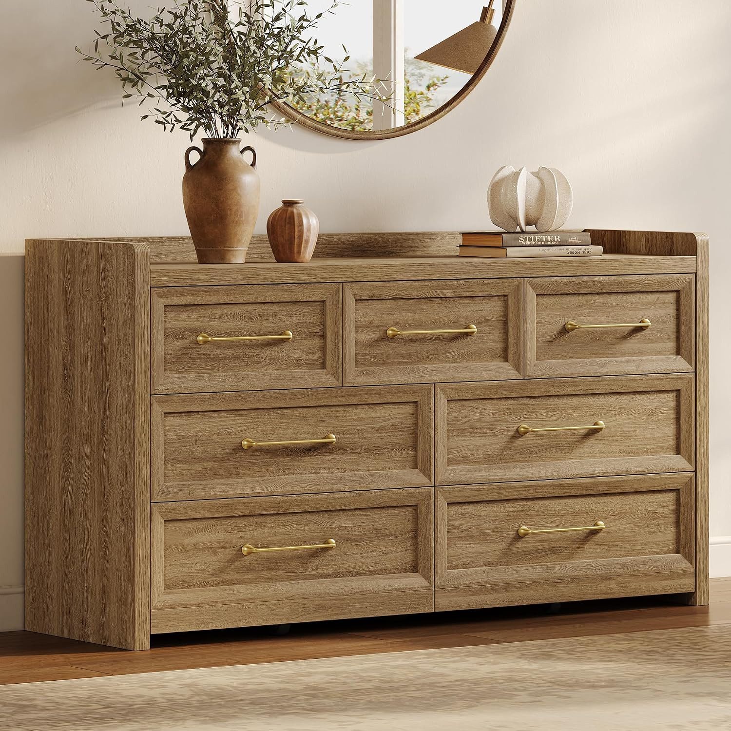 SICOTAS Dresser for Bedroom with 7 Drawers, 56.5" Wide Large Modern Dresser | Amazon (US)