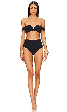 Zimmermann Lexi Off The Shoulder Bikini Set in Noir from Revolve.com | Revolve Clothing (Global)