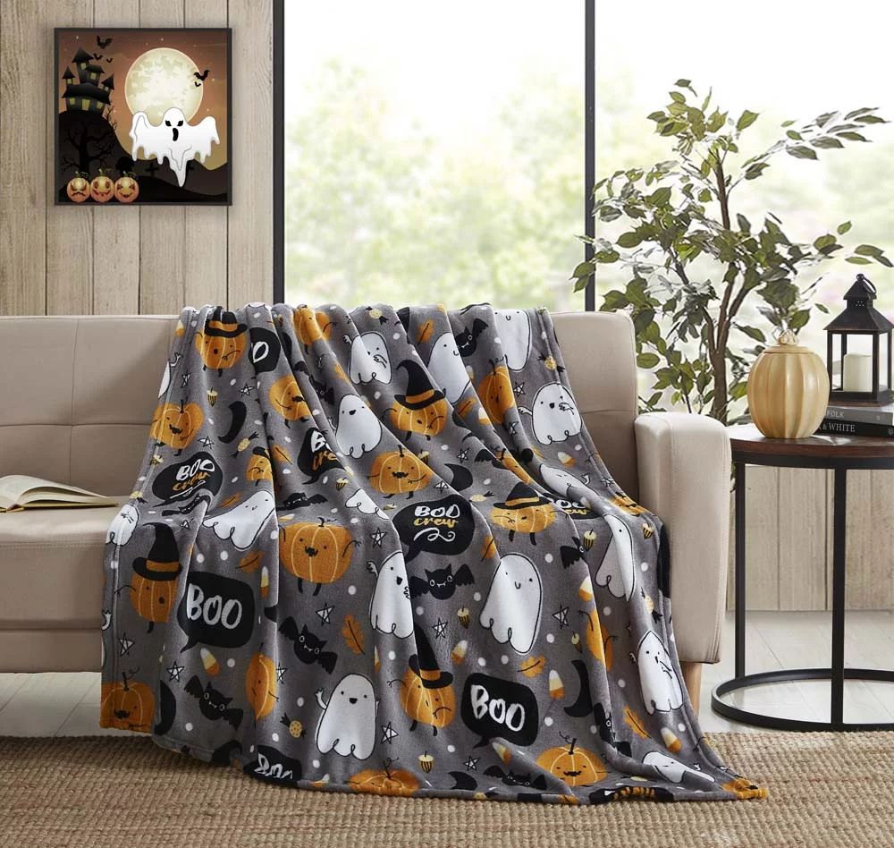 MHF Home Halloween Boo Crew Plush Throw Blanket 50x60 inches - Walmart.com | Walmart (US)