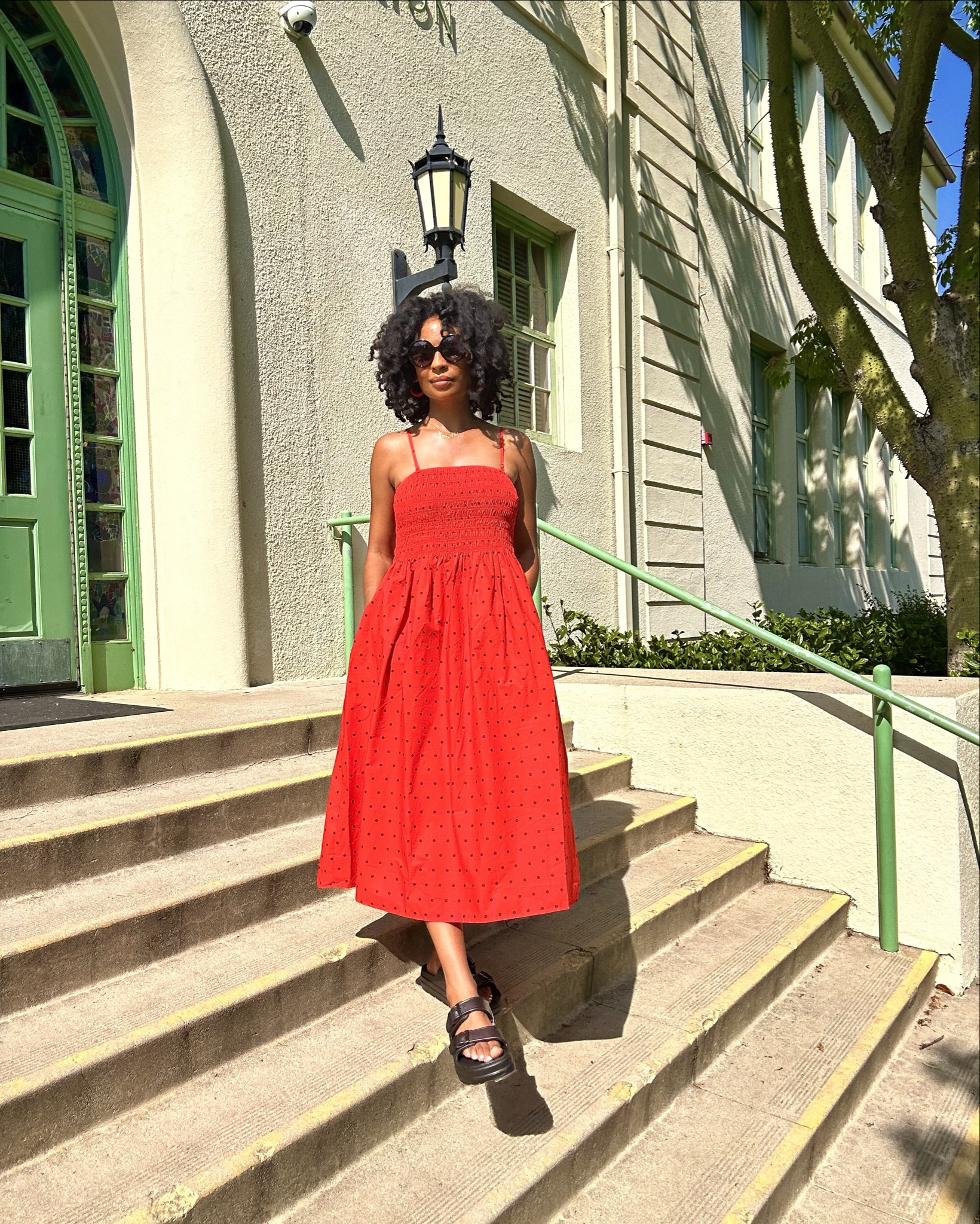 A cozy cotton dress with polka dots,pockets and removable straps for the win. Platform sandals and sunnies all for under $100 🏆 Target 🎯 of course 

#LTKstyletip #LTKtravel #LTKfindsunder100