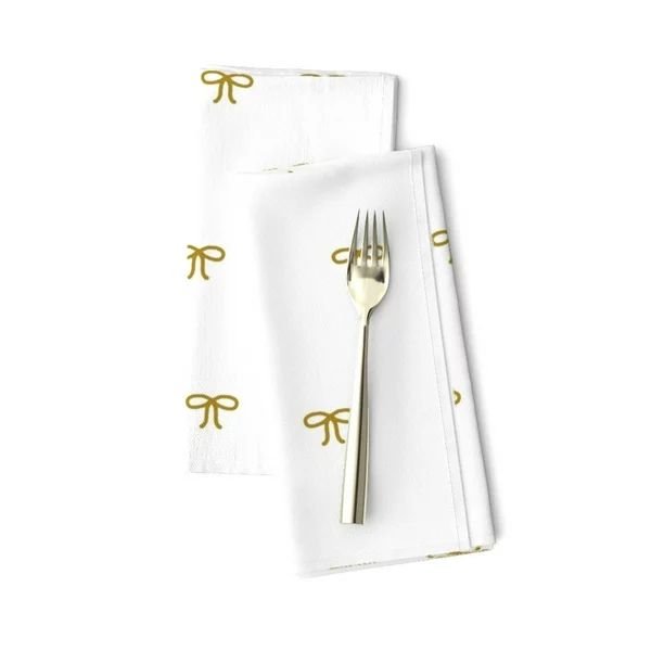 Linen Cotton Canvas Dinner Napkins (Set of 2) - Christmas Presents Holiday White Gold Winter Bow ... | Walmart (US)