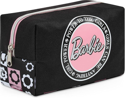 Barbie Makeup Bag for Women Teens Girls Black/Pink Toiletry Bag Large Zipped Compartment Travel A...