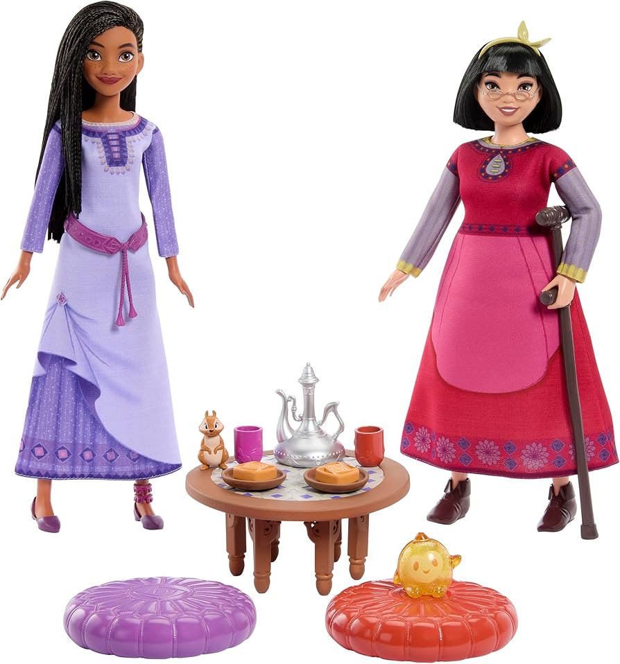 Mattel Disney Wish Toys, Best Friends Tea Time Playset with Asha & Dahlia of Rosas Dolls, 2 Figur... | Amazon (US)