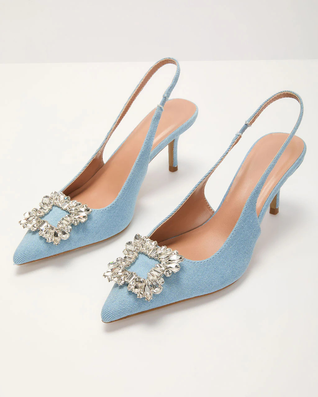 Night Out Embellished Denim Slingback Heels | VICI