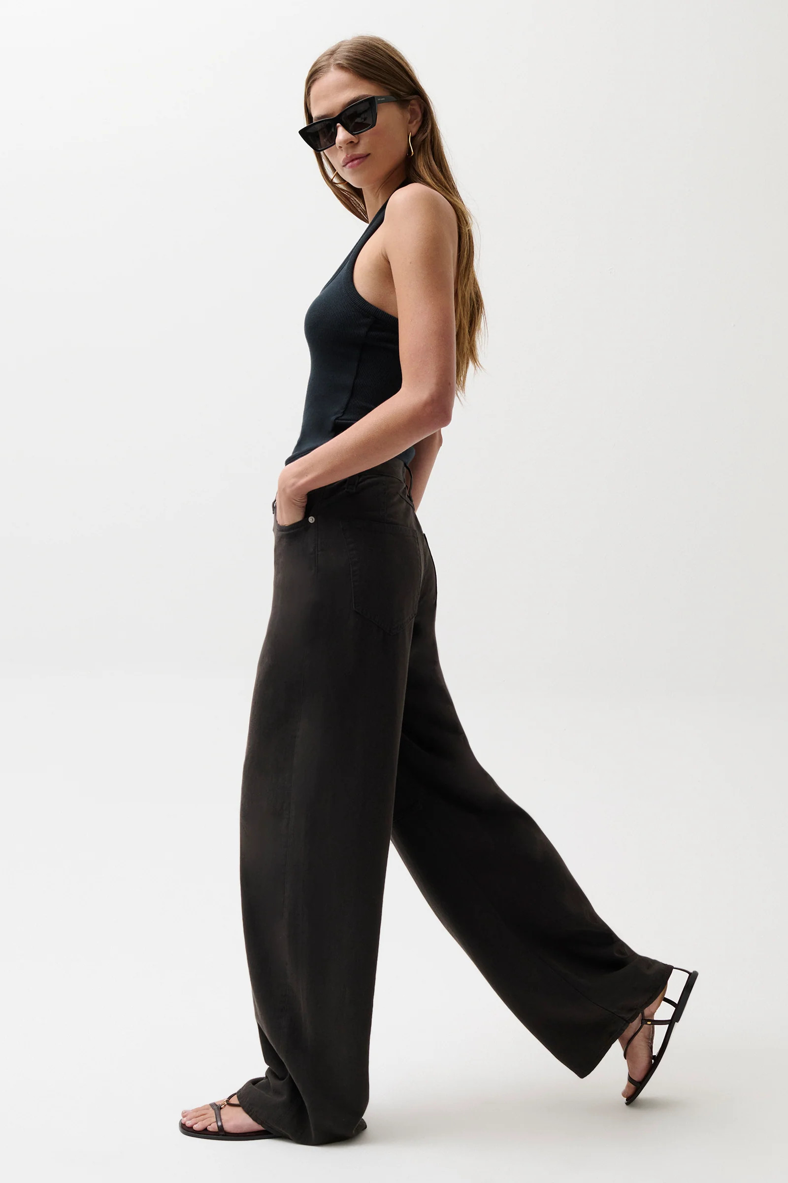 Sydney High Rise Linen Bowed Wide - Bristol Black | Pistola Denim