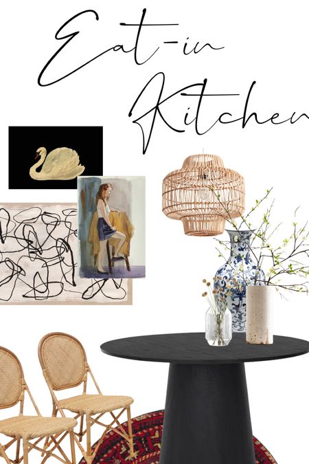 Eat-in Kitchen Mood Board. Modern, round black dining table 

#LTKhome