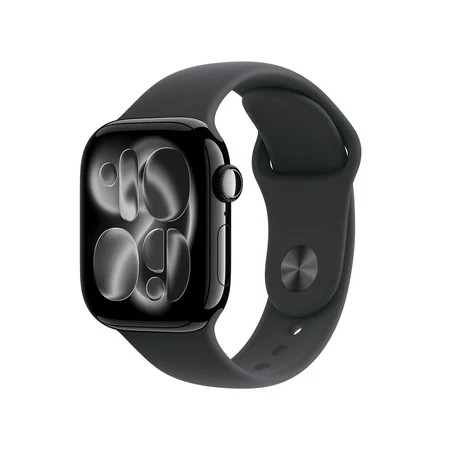 Apple Watch Series 11 [GPS 42mm] Smartwatch with Jet Black Aluminum Case with Black Sport Band - S/M | Walmart (US)