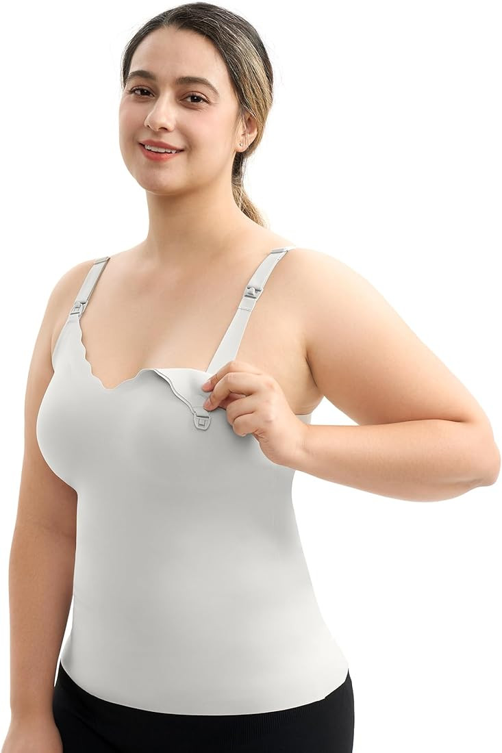 Momcozy Nursing Tank Tops for Breastfeeding, Seamless Nursing Cami with Built-in Bra, Adjustable ... | Amazon (US)